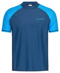 Herren UV-Schutz Kurzarm T-Shirt (Rashguard), Oeko-Tex 100 in Marineblau/hellblau, Größe XXL von mareno
