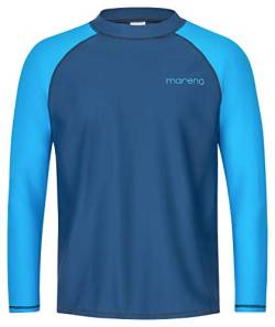 Herren UV-Schutz Langarm T-Shirt (Rashguard), Oeko-Tex 100 in Marine/türkis in Größe L von mareno