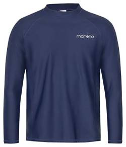 Herren UV-Schutz Langarm T-Shirt (Rashguard), Oeko-Tex 100 in Marine blau in Größe L von mareno