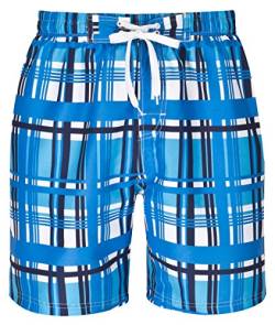 mareno® - Herren Badeshort, karo schwarz (X-Large, Gemustert blau) von mareno