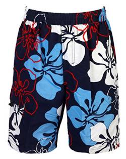 mareno® - Herren Badeshort mit modernem Blumenmuster in blau, Größe M von mareno