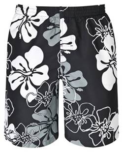 mareno® - Herren Badeshort mit modernem Blumenmuster in schwarz, Größe 4XL von mareno