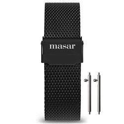 masar 16mm Black Universal - Premium Schnellverschluss - Milanese Armband, Edelstahl, für Herren, Damen - Schwarz - Uhrenarmband Mesh, Watch, Milanaise, Quick von masar