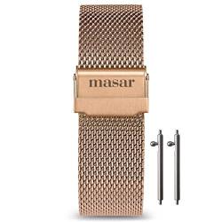 masar 20mm Rose Gold Universal - Premium Schnellverschluss - Milanese Armband, Edelstahl, Uhrenarmband Mesh, Watch, Milanaise, Quick von masar