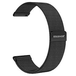 masar 20mm Schwarz Magnetarmband Milanese Mesh Multibrand uhrenarmband Magnetisches, Armbanduhr, Magnetarmbänder, Magnetverschluss 20 mm MAG Black von masar