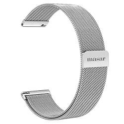 masar 20mm Silber Magnet Armband Milanese Mesh Multibrand Milanaise, Herren, Damen, Uhrenarmband Magnetisches, Armbanduhr, Magnetarmbänder, Magnetverschluss von masar