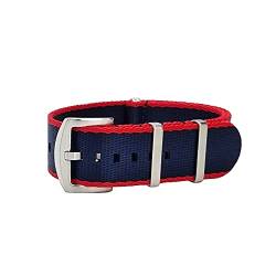 masar 22mm Premium NATO Blau/Rot – Blue Night – Red - Brushed Steel Buckle - Watch Straps, Bands Nylon – Uhrenarmband Ambandd, Uhren, Uhr von masar