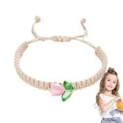 mawma Blumenarmband, handgefertigtes gewebtes Stoffarmband - Tulpen-String-Armbänder - Handgefertigte geflochtene Seilarmbänder für Mädchen und Frauen von mawma