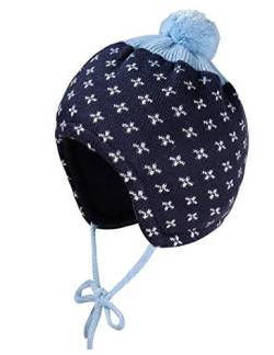 maximo Baby-Jungen mit Pompon und Sternchenmuster und Bindeband Mütze, Blau (Navy-Arktikweiß 4821), (Herstellergröße: 45) von maximo