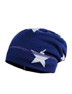 maximo Jungen aus Sweat mit Ziernaht Mütze, Blau (Marine-Grau-Sterne 82), (Herstellergröße: 53) von maximo