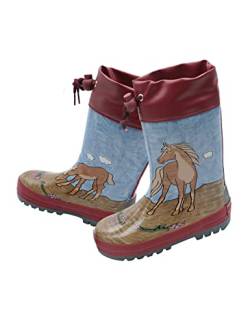 maximo Mädchen Gummistiefel, Babygummistiefel, Regenstiefel, rosewood, Motiv HORSE DREAM, gepatcht, Reflex 3M, Stulpe, Winterfutter (eu_footwear_size_system, little_kid, numeric, medium, numeric_29) von maximo