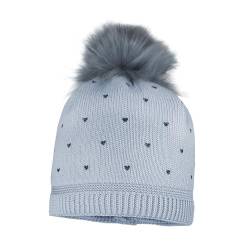 maximo Mini Girl-Mütze Heart,Pompon Futter Made in Europe 53 Blue Washed von maximo