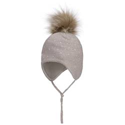 maximo Savinia Kids Bommelmütze Strickmütze Mütze Beanie Wintermütze (51 cm - Hellbeige) von maximo