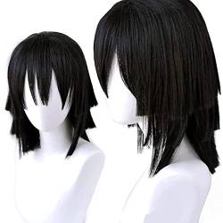 Anime-Cosplay-Perücke Obanai Perücke für Männer und Frauen Schwarz Lange Haare Haare für Halloween, Karneval, Kostümparty mit gratis Perückenkappe von maysuwell