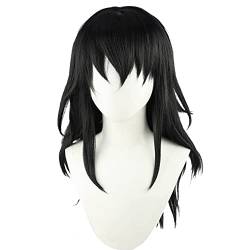 Anime-Cosplay-Perücke Suma Perücke für Männer und Frauen Schwarz Lange Haare Haare für Halloween, Karneval, Kostümparty mit gratis Perückenkappe von maysuwell