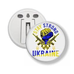 Button Mit Clip - Stay Strong Ukraine - Ukraine, 58mm, Kunststoff von mcliving