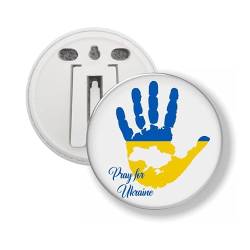 Button - Pray For Ukraine - Ukraine, 58mm, Kunststoff von mcliving