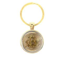 Schlüsselanhänger Glas - Bitcoin, golden von mcliving