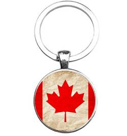 Schlüsselanhänger Glas - Flagge Kanada, silberfarben von mcliving