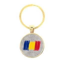 Schlüsselanhänger Glas - Flagge Rumänien, golden von mcliving