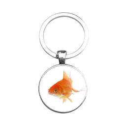 Schlüsselanhänger Glas - Goldfisch, silberfarben von mcliving