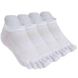 Herren Zehensocken Baumwolle Fünf Finger Socken Low Cut Athletic Socken zum Laufen 4 Paar, Weiß/4 Paris – Größe 40-48, Einheitsgröße von meaiguo