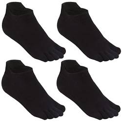 Meaiguo Zehensocken No Show Running Fünf Finger Socken für Männer Frauen 3-4 Pack, Schwarz A2, Einheitsgröße von meaiguo