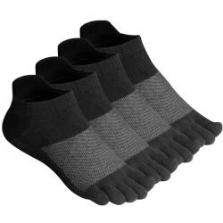 Meaiguo Zehensocken für Männer und Frauen, Baumwolle, Fünf-Finger-Socken mit Zehen zum Laufen, Athletisch, schwarz / grau, Large von meaiguo