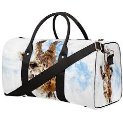 Afrikanische Tiere Giraffe Gesicht Reise Duffel Tasche Faltbare Sport Tote Gym Bag Weekender Bag Workout Tasche Übernachtung Umhängetasche Handgepäck Griff Tasche für Frauen Männer, metallisch von meathur