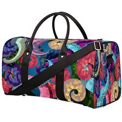 Ocean Sea Animal Octopus Travel Duffel Bag Faltbare Sport Tote Gym Bag Weekender Bag Workout Tasche Über Nacht Schultertasche Handgepäck Griff Tasche für Frauen Männer, metallisch von meathur