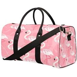 Pink Flamingo Reisetasche Faltbare Sporttasche Turnbeutel Weekender Tasche Workout Tasche Übernachtung Schultertasche Handgepäck Griff Tasche für Damen Herren, metallisch von meathur