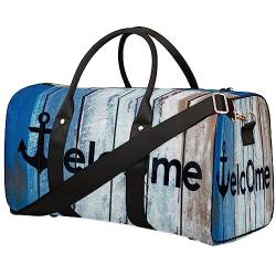 Sommer Ozean Meer Strand Nautischer Anker Reise Duffel Bag Faltbare Sport Tote Gym Bag Weekender Bag Workout Tasche Übernachtung Schultertasche Handgepäck Griff Tasche für Frauen Männer, metallisch von meathur