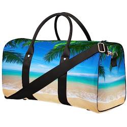 Sommer Palm Tropical Beach Travel Duffel Bag Faltbare Sport Tote Gym Bag Weekender Bag Workout Tasche Über Nacht Schultertasche Handgepäck Griff Tasche für Frauen Männer, metallisch von meathur