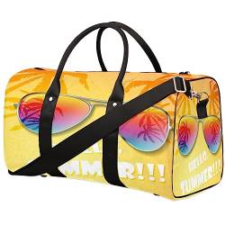 Sommer Sonnenbrille Palme Reise Duffel Bag Faltbare Sport Tote Gym Bag Weekender Bag Workout Tasche Über Nacht Umhängetasche Handgepäck Griff Tasche für Frauen Männer, metallisch von meathur