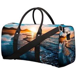 Sommer Strand Sonnenuntergang Horizon Reise Duffel Bag Faltbare Sport Tote Gym Bag Weekender Bag Workout Tasche Übernachtung Umhängetasche Handgepäck Griff Tasche für Frauen Männer, metallisch von meathur