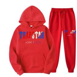 Men's and Women's Trapstar London Sportswear, Trapstar Two-Piece Sportswear Hoodie for Men and Women with Letter Print + Sports Trousers,RE,M von meec