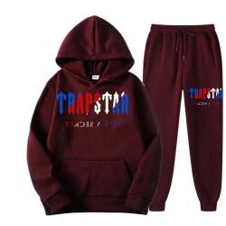 Men's and Women's Trapstar London Sportswear, Trapstar Two-Piece Sportswear Hoodie for Men and Women with Letter Print + Sports Trousers,RF,M von meec