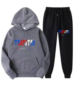 Men's and Women's Trapstar London Sportswear, Trapstar Two-Piece Sportswear Hoodie for Men and Women with Letter Print + Sports Trousers,U,L von meec