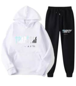 meec Trapstar Two-Piece Sportswear Hoodie for Men and Women with Letter Print + Sports Trousers, Unisex Sportswear Suit for Autumn and Winter,B,XXL von meec