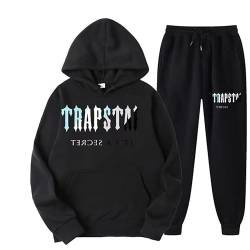 meec Trapstar Two-Piece Sportswear Hoodie for Men and Women with Letter Print + Sports Trousers, Unisex Sportswear Suit for Autumn and Winter,P,XXL von meec