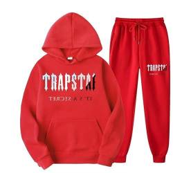 meec Trapstar Two-Piece Sportswear Hoodie for Men and Women with Letter Print + Sports Trousers, Unisex Sportswear Suit for Autumn and Winter,Q,XXL von meec