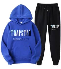 meec Trapstar Two-Piece Sportswear Hoodie for Men and Women with Letter Print + Sports Trousers, Unisex Sportswear Suit for Autumn and Winter,RE,M von meec