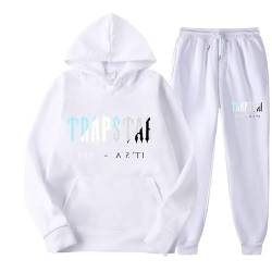 meec Trapstar Two-Piece Sportswear Hoodie for Men and Women with Letter Print + Sports Trousers, Unisex Sportswear Suit for Autumn and Winter,RM,XL von meec