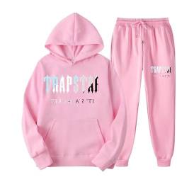 meec Trapstar Two-Piece Sportswear Hoodie for Men and Women with Letter Print + Sports Trousers, Unisex Sportswear Suit for Autumn and Winter,RO,XL von meec