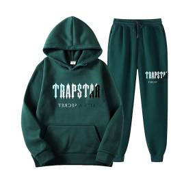 meec Trapstar Two-Piece Sportswear Hoodie for Men and Women with Letter Print + Sports Trousers, Unisex Sportswear Suit for Autumn and Winter,V,XXL von meec