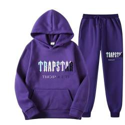 meec Trapstar Two-Piece Sportswear Hoodie for Men and Women with Letter Print + Sports Trousers, Unisex Sportswear Suit for Autumn and Winter,Y,XL von meec