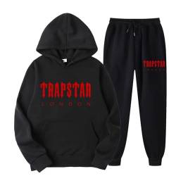 meec Trapstar Two-Piece Sportswear Hoodie for Men and Women with Letter Print + Sports Trousers,Unisex Tracksuit, Jogging Suit,Autumn Winter Hoodie + Trousers Set,RG,M von meec