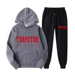 meec Trapstar Two-Piece Sportswear Hoodie for Men and Women with Letter Print + Sports Trousers,Unisex Tracksuit, Jogging Suit,Autumn Winter Hoodie + Trousers Set,T,L von meec
