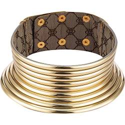 meekoo Afrikanische Halsband Punk Halskette Gotisch Afrikanischen Halsband Klobige Afrikanische Halskette Gold Ton Halsketten für Damen Männer Weihnachten Geburtstag Geschenk von meekoo