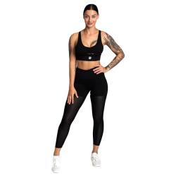 megasstic Mystique Workout-Set, 2-teiliger Trainingsanzug, Leggings, Sport-BH, Netz-Leggings, Hohe Taille, Squat-Proof, Atmungsaktiv (DE/NL/SE/PL, Alphanumerisch, L, Regular, Regular, Schwarz) von megasstic